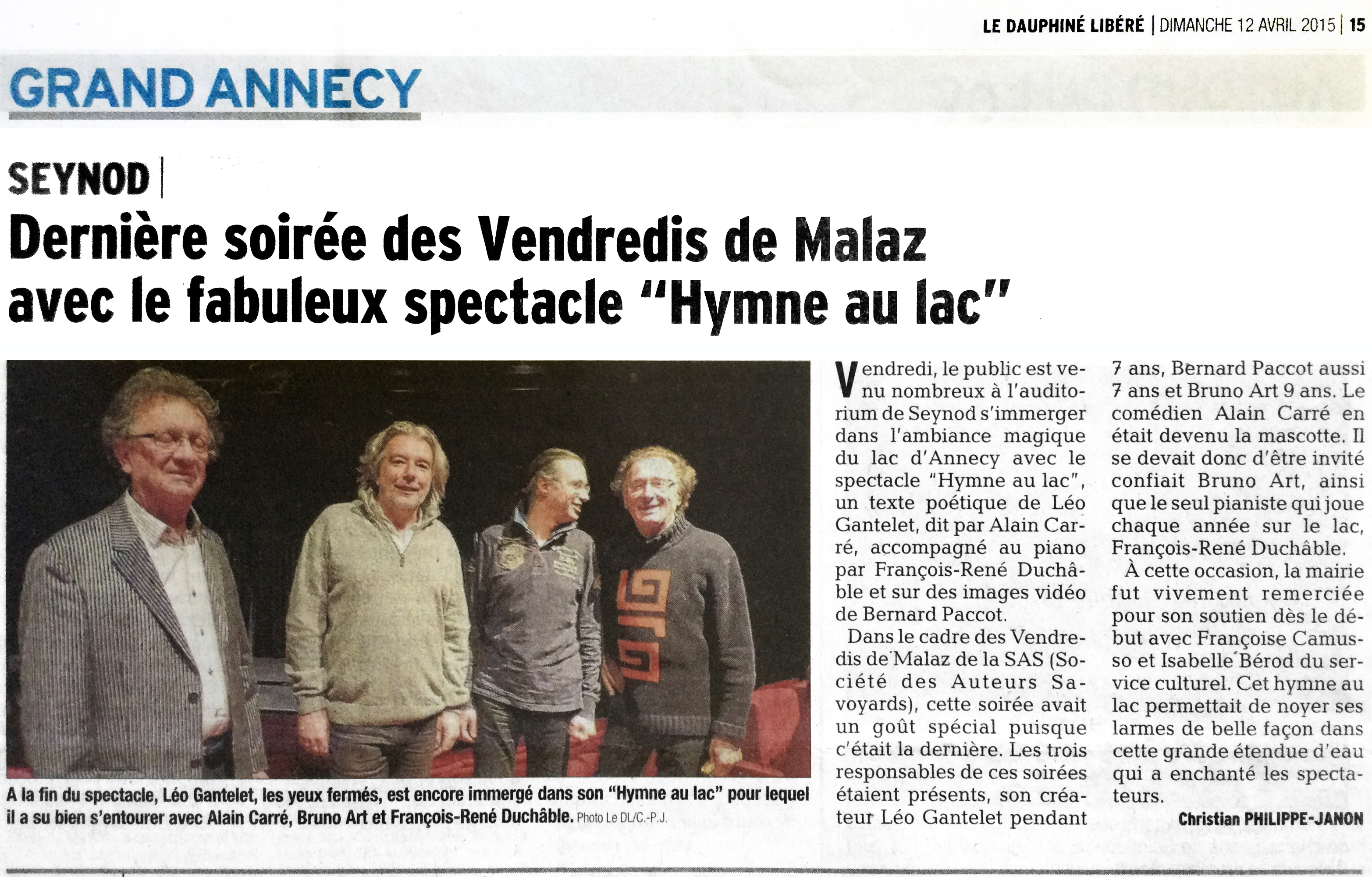 Hymne au Lac d'Annecy - Vendredis de Malaz - Léo Gantelet - Alain Carré - Bruno Arts - François-René Duchâble